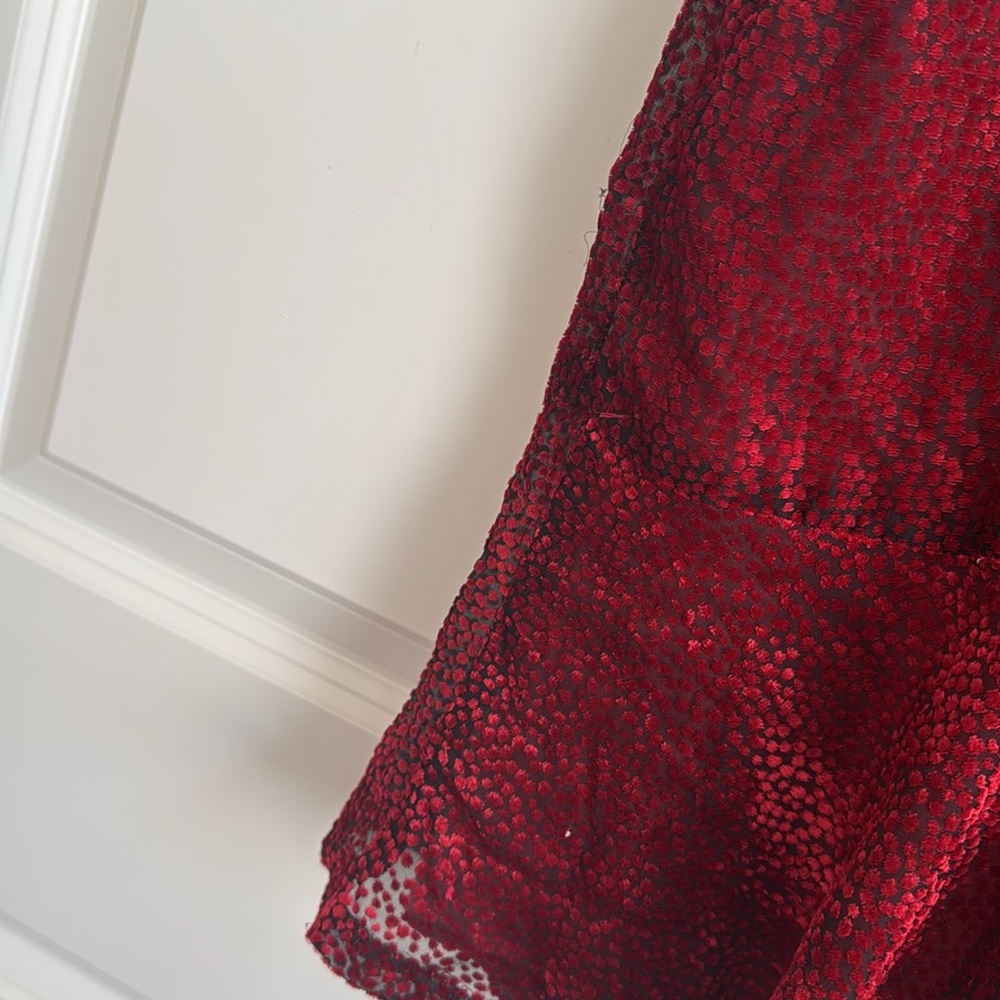 Karl Lagerfeld Red Crushed Velvet Dress - Picture 4 of 8